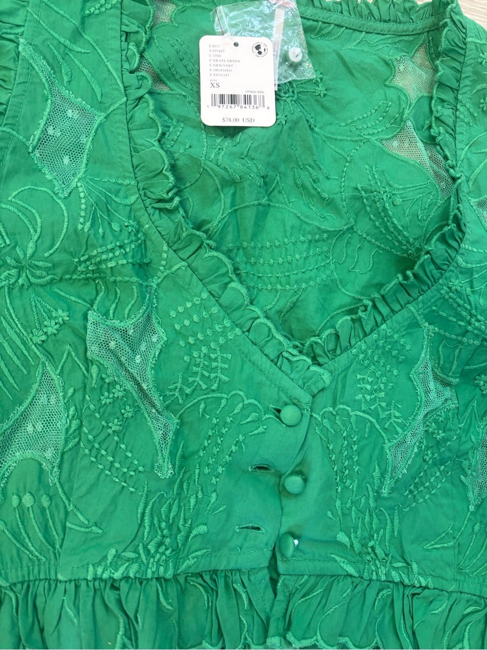 NWT Free People embroidered lace ruffle crop top - Picture 3 of 5